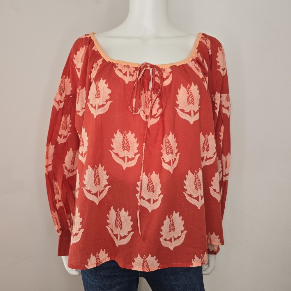 Daughters of India Ria Blouse Size S Oversized Scoop Neck Billow Sleeve NWT - Picture 2 of 13